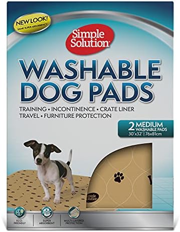  Simple Solution Large Washable Puppy Pad | Reusable Dog Pee Pad | Absorbent And Odor Controlling | 30x32 Inches, 2 Count, Black & Beige