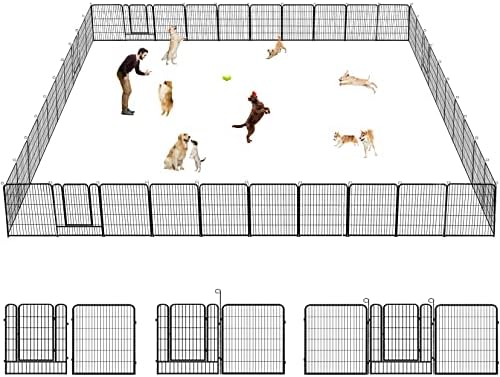  Jhsomdr 40" Outdoor Dog Fence Portable Dog Playpen For Small Medium Large Dogs, Dog Kennel Outdoor 28 Panels Pet Playpen Heavy Duty Dog Play Pens For Puppys Dog Fence For RV Camping