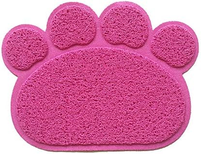  IHOO Pet Feeding Mat Cats Dog PVC Pads Non-Slip Puppy Kitten Dish Bowl Food Water Cat Litter Placemat Mat Paw Shape,1Pcs Red