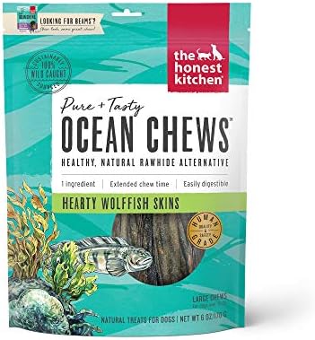  The Honest Kitchen Ocean Chews Hearty Wolffish Skins Dog Treats, 6 Oz (Beams)