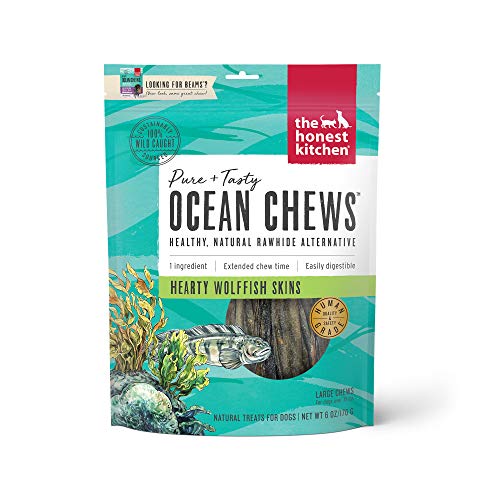  The Honest Kitchen Ocean Chews Hearty Wolffish Skins Dog Treats, 6 Oz (Beams)