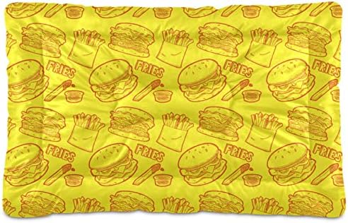  Food Hamburger Fries Dog Bed Cat Bed Soft Comfortable Pet Bed Non-Slip Calming Kennel Pad For Small Medium Large Dogs Cats 2116480