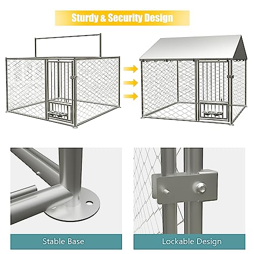  Tmsan Dog Kennel Outdoor, Dog House With Waterproof Roof & Secure Lock, Large Dog Crate Fence, Outside Pet Playpen For Chicken, Rabbit, Cat, 6.67ft