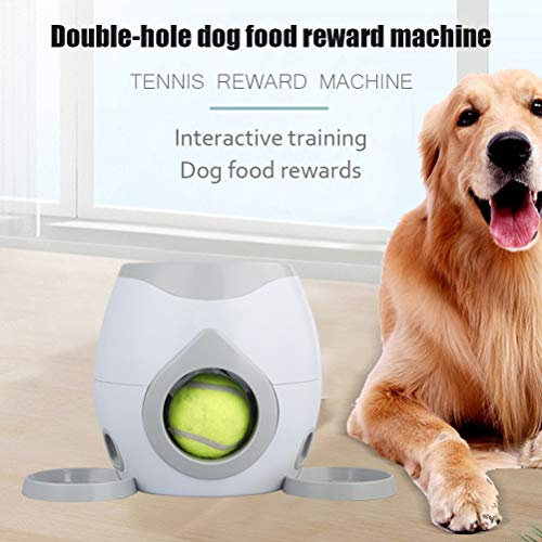  Newooh Automatic Pet Feeders, Food Dispenser For Dog Cat Small Animals, Fetch Tennis Ball Launcher Dog Training Toys, Interactive Throwing Ball Machine