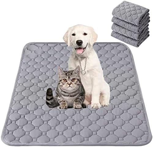  CLKHOWL Washable Pee Pads Reusable Puppy Pads Pet Training Pads - 100% Waterproof Dog Urine Pads, Family Travel Crate Food Bowl Pads, Easy To Clean (Black, 24"x18",Pack Of 2)
