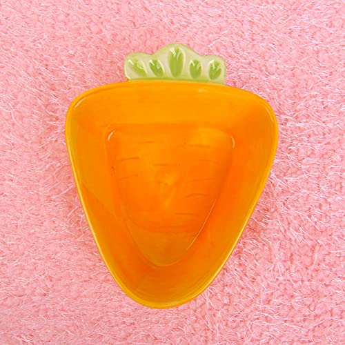  Rabbit Food Bowl - Ceramic Bunny Guinea Pig Hay Feeder Food Dish Water Bowl Chew Resistant Food Bowls Water Feeder For Rabbits, Guinea Pigs, Chinchilla, Ferrets (Big Carrot)