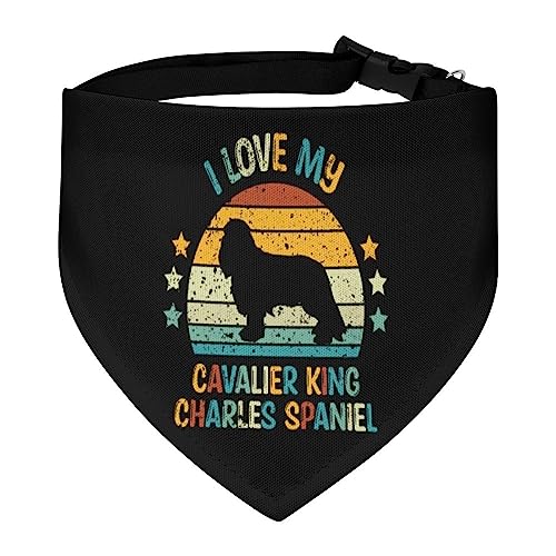 GENERIC Cavalier-King-Charles-Spaniel Pattern Pet Bandana Collar - Scarf Collar - Art Dog Bandana Minimal Head Cicumference