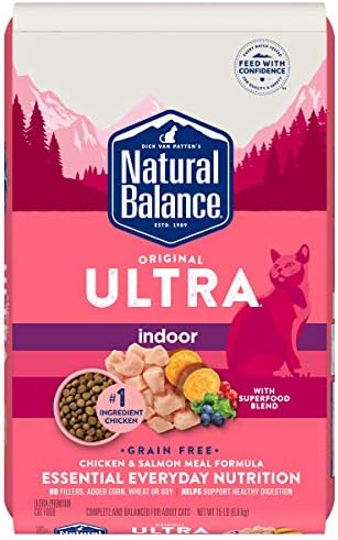  Natural Balance Original Ultra Indoor Chicken & Salmon Meal Cat Food, Dry Food For Indoor Adult Cats, 15-lb. Bag