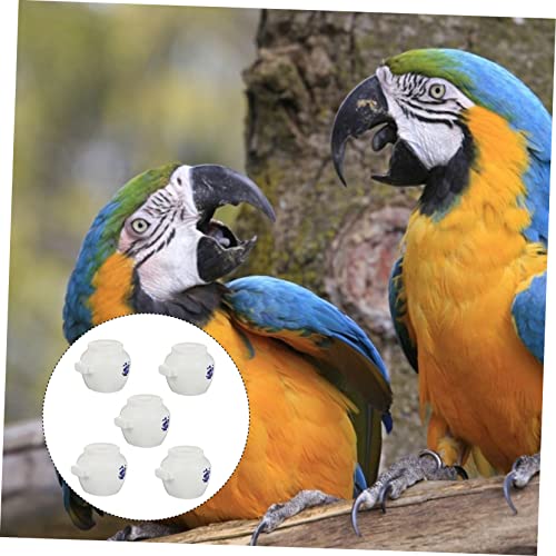  EVANEM 5pcs Food Cup Round Bird Cage Parakeet Feeder Bird Cage Accessories Birds Bowl Cup Small Animal Feeding Supplies Bird Bowl Parrot Feeder Bird Water Cup White Starling Small Parrot