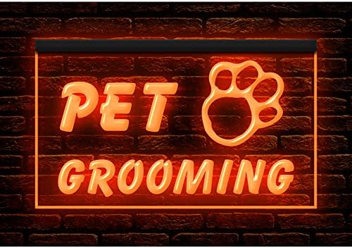  210003 Pet Grooming Dog Cat Shop Store Service Open Display LED Light Neon Sign (12" X 8", Green)