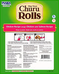  INABA Churu Rolls For Dogs, Grain-Free, Soft/Chewy Baked Chicken Wrapped Churu Filled Dog Treats, 0.42 Ounces Each Stick| 64 Stick Treats Total (8 Sticks Per Pack), Chicken With Salmon Recipe