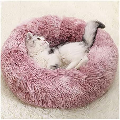  YangYan Kennel Round Pet Cat Bed Soft Plush Cat Dog House Matress Mat Winter Puppy Warm Nest Soft Pet Cat Sleeping House (Color : Grey, Size : 35cm)