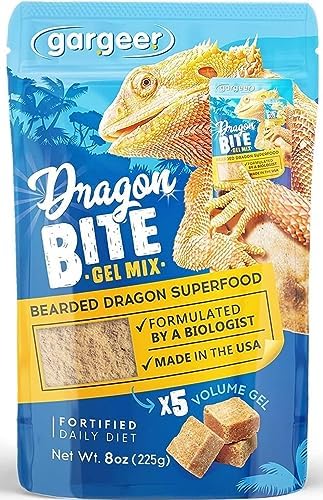  Gargeer 3oz Bearded Dragon Food. Complete Gel Diet For Both Juveniles And Adults. Proudly Made In The USA, Using Premium Ingredients, Fortified Gourmet Formula. Enjoy!