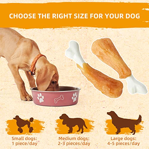  Jungle Calling Chewy Chicken Dog Treats Rawhide Free Real Chicken Calcium Bone, Teeth Clean Breath Fresh Dog Training Treats