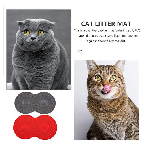  Dogman Toys 2 Pcs Washable Cat Litter Mat Anti- Slip Pet Bowl Mats Dog Cat Pet Feeding Pad Water Bowl Placemat Floor Mat For Kitten Pet Dogs Cats Red Light Grey Dog Treat Toy