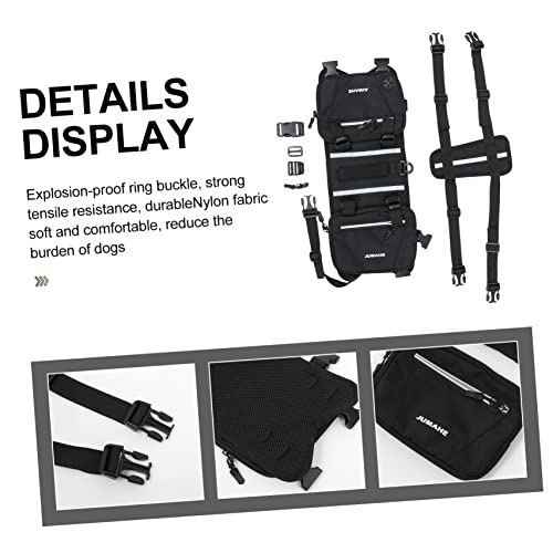  NOLITOY 3 Pcs Medium Pet Adjustable For Hound Rucksack Doggy Dog Vest Travelling Harness Portable Camping Hiking Bags Saddle Self Bag Back Outdoor Mini Walking Nylon Large Pockets Black