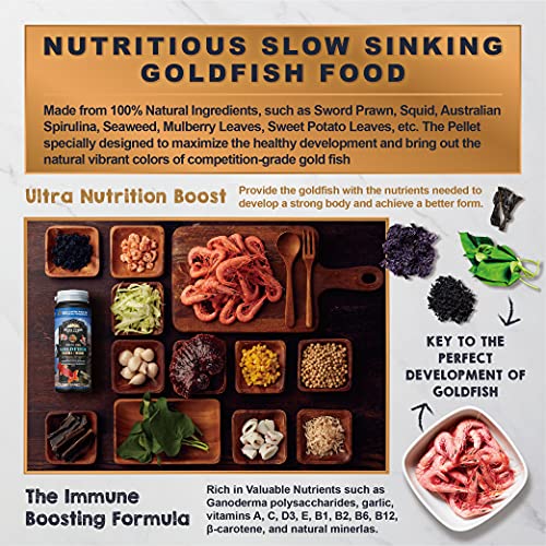  Ultra Fresh Sinking Goldfish Food, Color Enhancing, Balanced Diet, All Natural Ingredients, Clear Water Formula, Slow Sinking Gold Fish Pellets, Goldfish Ultra Color (4.6 Oz)