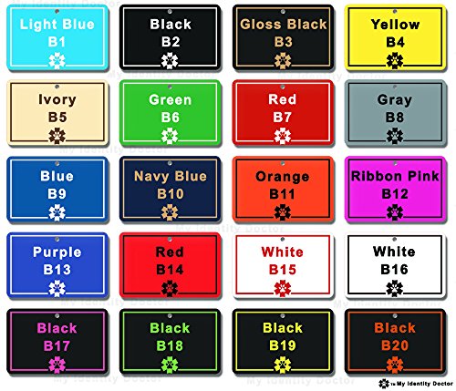  My Identity Doctor Psychiatric Service Dog ID Tag Custom Engraved Rectangle Plastic - Blue - Medium