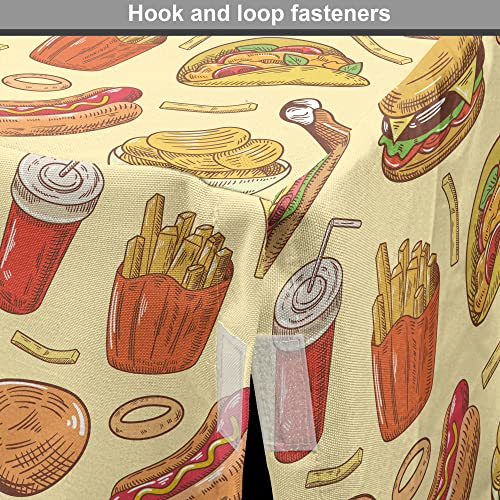  Lunarable Soda Dog Crate Cover, Fast-Food French Fries Hamburgers Onion Rings Wings Chips Retro Unhealthy Menu, Easy To Use Pet Kennel Cover For Small Dogs Puppies Kittens, 24 Inch, Multicolor