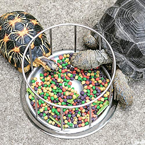  Tortoise Feeding Dish, Stainless Steel Reptile Water Dish Food Bowl For Tortoises Lizards Turtles Chameleon(L)