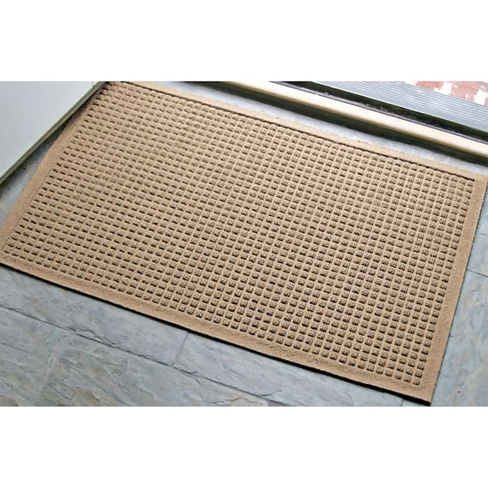  Bungalow Flooring Camel Aqua Shield Squares Indoor Outdoor Pet Mat, 23" L X 35" W X 0.37" H