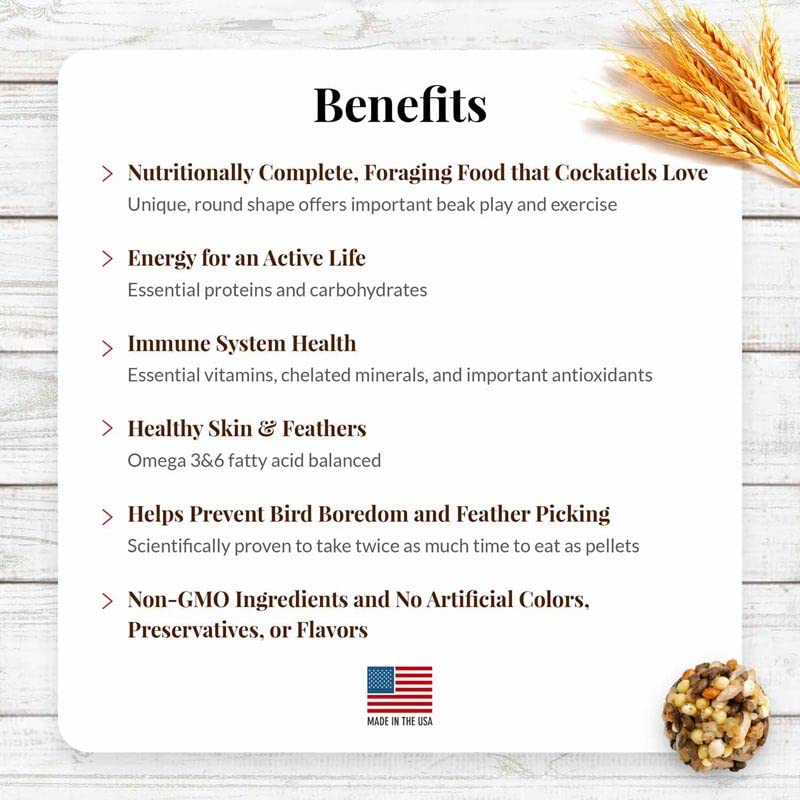  LAFEBER'S Classic Nutri-Berries Pet Bird Food, Made With Non-GMO And Human-Grade Ingredients, For Cockatiels (4 Lb)