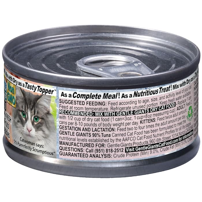  Gentle Giants Tuna Wet Cat Food, 3 Oz., Case Of 24, 24 X 3 OZ