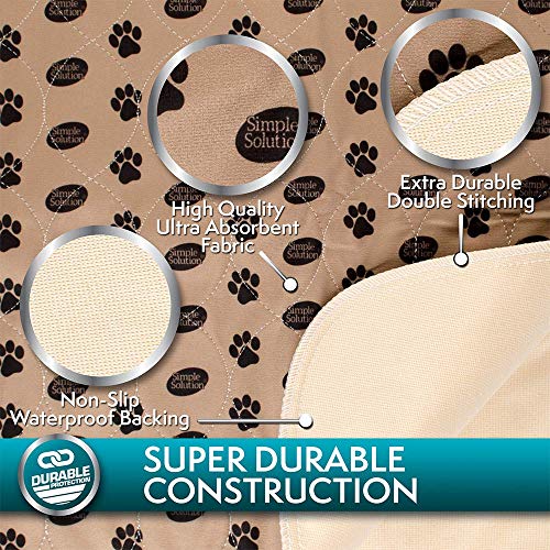  Simple Solution Large Washable Puppy Pad | Reusable Dog Pee Pad | Absorbent And Odor Controlling | 30x32 Inches, 2 Count, Black & Beige