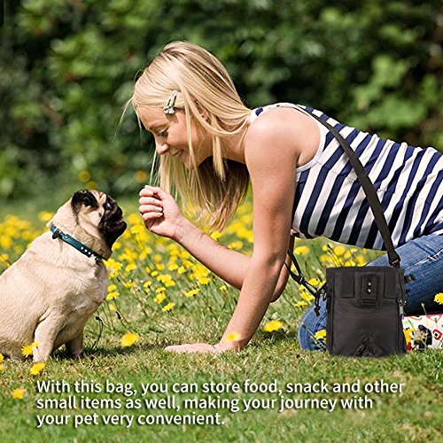  FILFEEL Pet Treat Bag Dog Obedience Training Waist Pouch Food Snack Small Items Hands-Free Storage Bags Carry-All Treat Bags For Pet Puppy Training Travel Doggie Walking(Black)