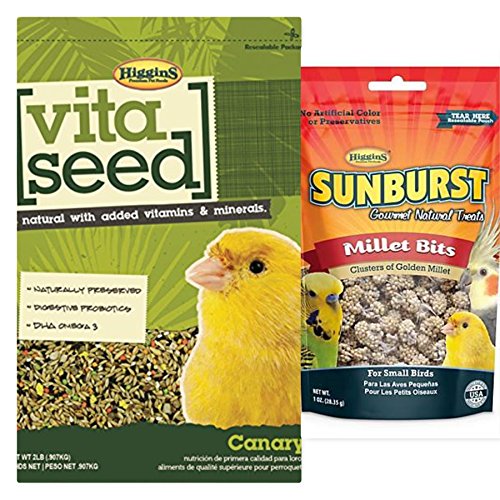  Higgins Vita Seed Canary Bird Food 2 Lb. Bag, Plus A 1 Oz Millet Bites Bird Treat.