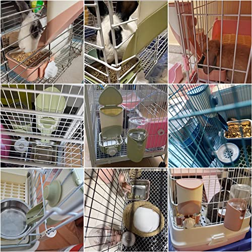  Pet Hanging Bowl For Crates, 2 In 1 Small Dog Bowl Puppy Bowl Removable Stainless Rabbit Bowl Cat Feeder Food Water Bowls For Puppy Cat Bird Rabbit Hamster Guinea Pig Ferret Small Animals (Green)