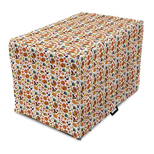  Lunarable Thanksgiving Dog Crate Cover, Food Abundance Autumn Harvest Traditional Celebration Dinner Pattern, Easy To Use Pet Kennel Cover For Small Dogs Puppies Kittens, 18 Inch, Multicolor