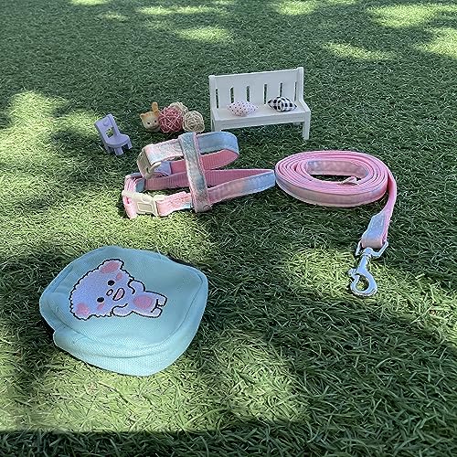  Newtensina Dog Harness Cat Harness With Little Bag For Small Dogs Cats - Pink Blue - M