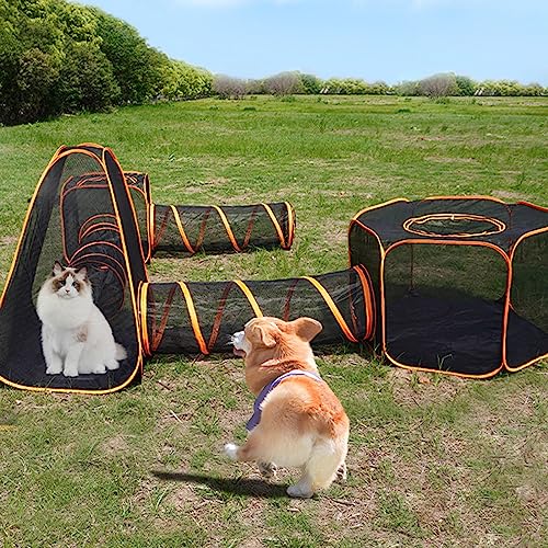 GENERIC 6 In 1/3 In 1 Outdoor Cat House, Cat Tent With Cat Tunnel, Indoor And Outdoor, Cat Enclosure, Portable Pet Enclosure For Cats, Outdoor Cat Enclosure Large For Multiple Cats (S(3in1))