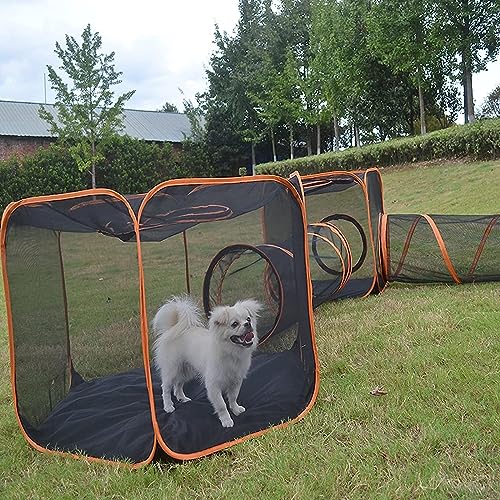  Outdoor Large Cat Tunnel, 6-in-1 Outdoor Cat Enclosures Tunnels, Indoor/Outdoor Pop Up Pet Playpen, For Cats, Rabbits Ferrets, Small Animals