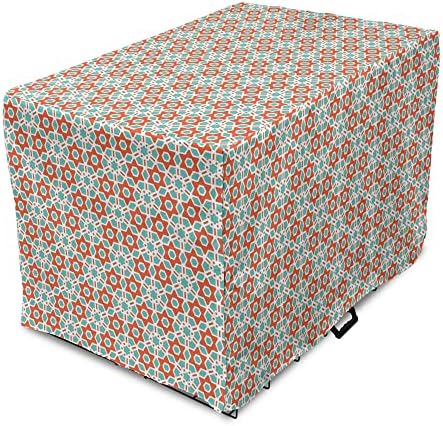  Lunarable Food Art Dog Crate Cover, Autumn Cozy Cartoon Sketchy Pattern Of Pie Bottle Jar And Hearts, Easy To Use Pet Kennel Cover For Small Dogs Puppies Kittens, 48 Inch, Slate Blue And Dark Pink