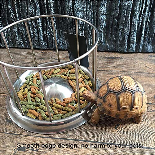  Tortoise Feeding Dish, Stainless Steel Reptile Water Dish Food Bowl For Tortoises Lizards Turtles Chameleon(L)