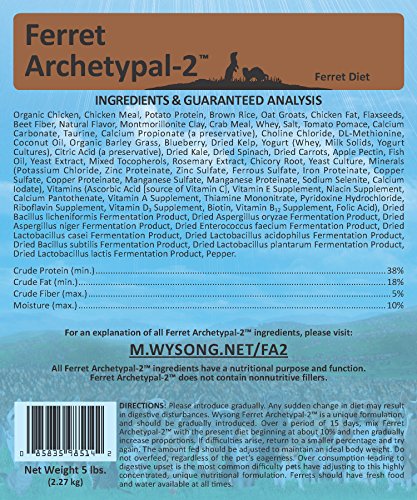  Wysong Ferret Archetypal-2 - Dry Ferret Food, 5 Pound Bags, (Pack Of 4)