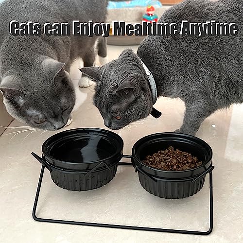  XINGTS Elevated Cat Bowls,Ceramic Raised Cat Food Bowl,15°Tilted Cat Feeding Bowls Elevated,Anti Vomiting Cat Bowls For Indoor Cats,Perfect For Cat And Small Dog Food And Water Bowl Dishes Set