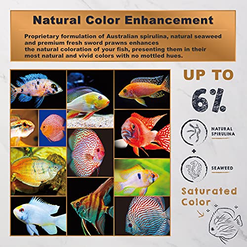  Ultra Fresh Tropical Fish Food, Wild Sword Prawn, Natural Color Enhancement, Slow Sinking Pellet For Discus, Angelfish, Medium Sized Cichlids And Fish, Tropical Excellent Bits 4.6 Oz