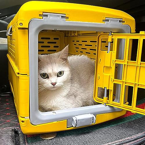  WeiLaiKeQi Collapsible Puppy Crate Portable Dog Kennel Foldable Reusable Heavy Duty Cat Transport Box Travel Cage For Kitten Rabbit Small Animals, Yellow