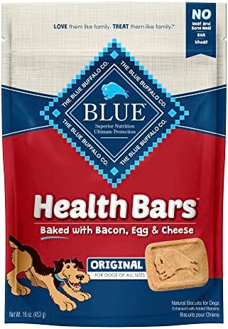  Blue Buffalo Health Bars Mini Natural Crunchy Dog Treats Biscuits, Apple & Yogurt 32-oz Box