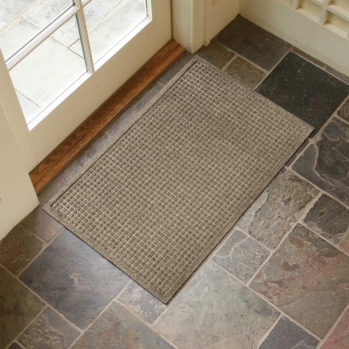  Bungalow Flooring Camel Aqua Shield Squares Indoor Outdoor Pet Mat, 23" L X 35" W X 0.37" H