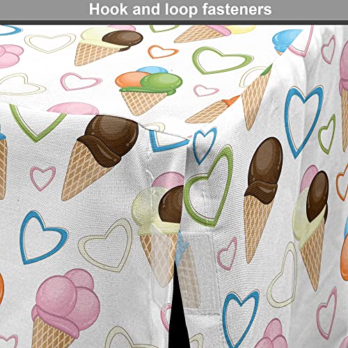  Lunarable Ice Cream Dog Crate Cover, Refreshing Summer Food With 3 Different Scoops And Colorful Hearts, Easy To Use Pet Kennel Cover For Small Dogs Puppies Kittens, 18 Inch, Multicolor
