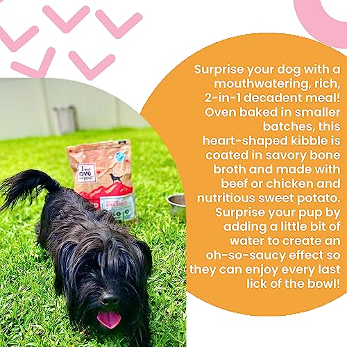  "I And Love And You" Baked And Saucy Dry Dog Food With Gravy Coating, Chicken And Sweet Potato Recipe, Grain Free, Coated In Bone Broth, Prebiotics And Probiotics, Real Meat, No Fillers, 4 Lb Bag