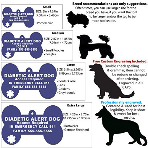  My Identity Doctor Diabetic Alert Dog ID Tag Custom Engraved Dog Bone Plastic - Purple - Extra Large