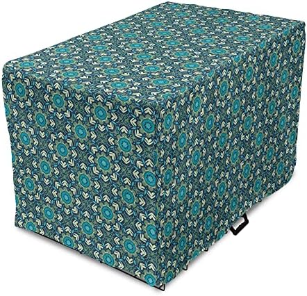  Lunarable Sea Animals Dog Crate Cover, Continuous Prawns Tasty Natural Seafood Pattern On Plain Backdrop, Easy To Use Pet Kennel Cover For Medium Large Dogs, 48 Inch, White And Burnt Sienna