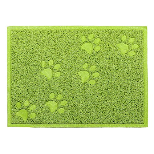  Pet Cat Litter Mat,MUEQU Waterproof Pet Box Mat Food Bowl Mat Cat Litter Trap Mat, Litter Trapper Mat,PVC, 30 X 40 Cm,Easy To Clean (Green)
