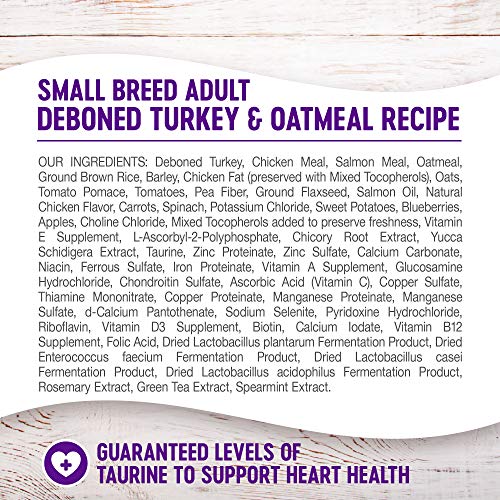  Wellness Complete Health Small Breed Dry Dog Food With Grains, Natural Ingredients, Made In USA With Real Turkey, For Dogs Up To 25 Lbs, (Adult, Turkey & Oatmeal, 4-Pound Bag)