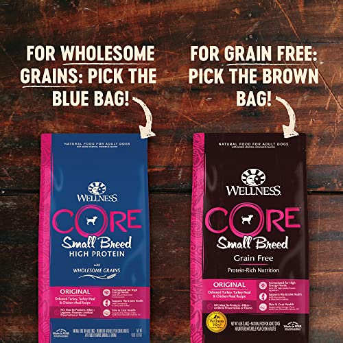  Wellness CORE Grain-Free High-Protein Small Breed Dry Dog Food, Natural Ingredients, Made In USA With Real Meat (Adult, Healthy Weight, 12-Pound Bag)